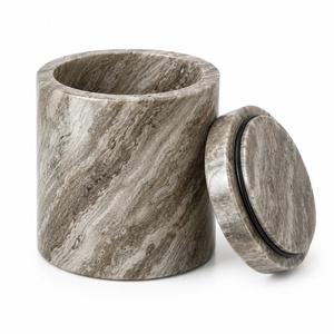 Toronto brown marble storage jar airtight stone canister natural marble <b>container</b> kitchen organizer coffee tea sugar salt spice - Product Image 1