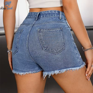 Shorts de Mezclilla para Mujer, Verano, Lavado Claro, Cintura Alta, Desgastados, con Dobladillo Deshilachado, Estilo Casual Urbano - Product Image 6