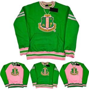 เสื้อสเวตเตอร์ผ้าฝ้าย100ปักลายแบบกำหนดเอง,เสื้อสเวตเชิ้ตผ้ากำมะหยี่สีเขียวและสีชมพู - Product Image 6