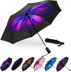 Parapluie de voyage pliant en trois sections, entièrement automatique, avec impression de logo personnalisée, diamètre ouvert de 102 cm et 8 baleines – Meilleures ventes - Product Image 1