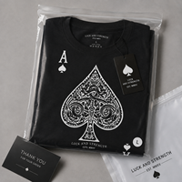 T-shirt noir pour homme avec imprimé As de Pique, coupe classique, col rond, manches courtes, style streetwear décontracté, tissu jersey 100% coton