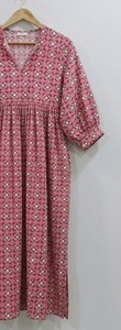 Robe de bureau formelle mi-longue en coton 100% respirant et écologique pour femmes, à motif floral, faite à la main, été, OEM - Product Image 4