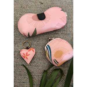 The Quince Life Peppy Pink Meadows Accessory <b>Set</b> of 3 Coin Purse Eyewear Case & Keychain <b>Personal</b> <b>Gift</b> <b>Set</b> - Product Image 1