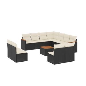 Grand ensemble de canapés de jardin modulaires en rotin PE noir, collection de meubles d'extérieur élégante - Product Image 2