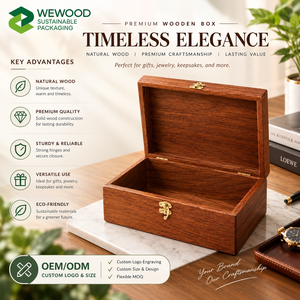 Premium <b>Wooden</b> Storage <b>Box</b> <b>with</b> <b>Lid</b> | Custom Solid Wood Gift <b>Box</b> for Jewelry Keepsakes Collectibles and Luxury Packaging - Product Image 4