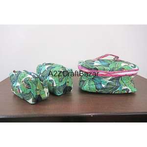 ชุดกระเป๋าเครื่องสำอางผ้าฝ้ายพิมพ์ลายดอกไม้แบบเย็บติดกัน พร้อมซิปปิด  สำหรับผู้หญิง - Product Image 2