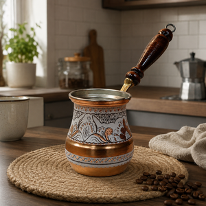 Handmade Copper Turkish Coffee Pot Cezve Ibrik Wooden Handle <b>Arabic</b> Greek Espresso Coffee Maker Milk Warmer Serving Pot Gift - Product Image 3