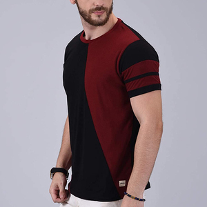 เสื้อยืดแขนสั้นผู้ชาย คอโอ ทรงลำลอง แต่งขอบตัดสี ดีไซน์เรียบง่าย - Product Image 3