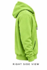 เสื้อฮู้ดผู้ชายสีเขียวมะนาว ทรงปกติ ผ้าฝ้ายฟลีซสีพื้น มีกระเป๋า โลโก้ด้านหน้า สไตล์ลำลองสำหรับฤดูใบไม้ร่วง - Product Image 3