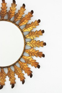 Oval Metal Mirror With <b>Leaf</b> Design Traditional <b>Wall</b> <b>Decor</b> - Product Image 4