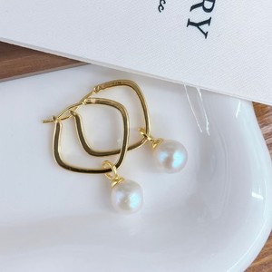 Pendientes de Perlas de Agua Dulce de Alta Gama, Geométricos, con Temperamento Natural y Exquisito de Zhuji, Multiusos - Product Image 2