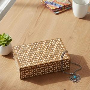 Caja de Joyería Decorativa Hecha a Mano con Diseño Marroquí de Flor de Amor con Incrustaciones de Hueso Ecológica, Decoración para Mesa del Hogar, Año Nuevo - Product Image 3