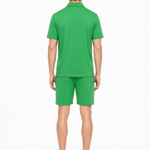Conjunto de Camiseta Polo y Pantalones Cortos de Punto Sólido y Transpirable para Hombre, Estilo Urbano de Verano, Ropa Deportiva - Product Image 2
