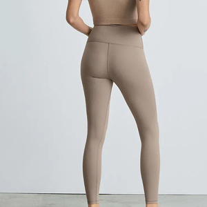 Leggings de sport pour femme, taille haute, longueur cheville, tricotés, avec coutures, en Spandex/Nylon, anti-bactériens, pour le remodelage corporel et la silhouette affinée - Product Image 4