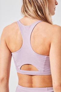 FREANDY SPORTS Sujetador deportivo tipo racerback para mujer, lavanda, cuello en U, 100% algodón, ligero y transpirable, soporte medio, top de yoga - Product Image 5