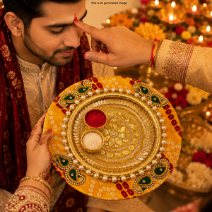 Plateau décoratif Gota Patti Tilak fait main pour la cérémonie de mariage, Roka, fiançailles, Haldi, Mehendi, festival, cadeau - Product Image 4