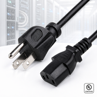 Kabel Daya HENG-WELL Bersertifikasi UL NEMA 5-15P ke IEC C13 18AWG 3C SJT 10A 125V untuk PDU Server UPS Komputer
