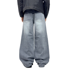 Pantalones Vaqueros de Mezclilla de Cintura Alta con Pierna Ancha, Estilo Casual Urbano, Unisex, Corte Regular, 100% Algodón, Tallas Grandes, Venta al Por Mayor - Product Image 2