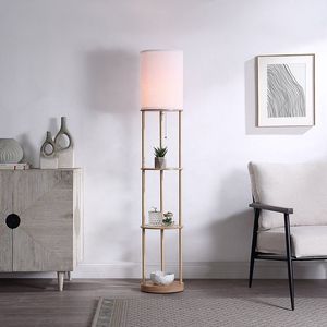 Lampe de sol de style farmhouse de 62 pouces avec abat-jour en lin, design moderne minimaliste pour salon - Product Image 4