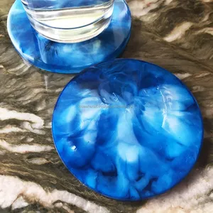 Sous-verre en résine personnalisé dernier cri pour boissons et tasses à thé, qualité supérieure, artisanat de designer, sous-verre bleu - Product Image 1