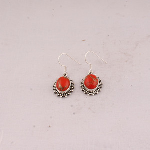 Shree Jaipur <b>Silver</b> 925 Sterling <b>Silver</b> Red Copper Lapis Lazuli Vintage Unisex/Women's Water Drop <b>Dangle</b> <b>Earrings</b> Wholesale - Product Image 3