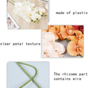 THAF-001 Flores Artificiales de Phalaenopsis Blancas con un Tono Amarillo Poco Intenso, Orquídeas Artificiales con Tallo para Decoración del Hogar - Product Image 4