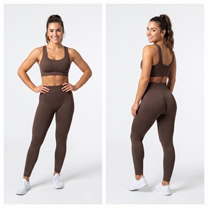 Conjunto Deportivo de 2 Piezas para Mujer, Cintura Alta, Sin Costuras, para Running, Gimnasio, Fitness, Yoga, Bra Deportivo y Leggings con Efecto Push-Up, Spandex y Nailon - Product Image 1