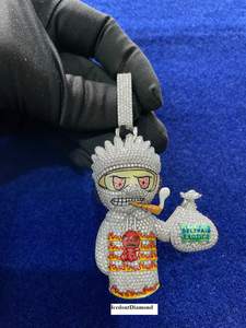 Colgante 3D personalizado de moissanita VVS con incrustaciones de esmalte, en plata S925, pasa el test de diamante, joyería para rapero, dije 3D personalizado en plata - Product Image 5