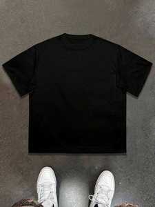 T-shirt Homme Noir à Manches Courtes Col Rond Motif Géométrique Style Urbain Coupe Classique avec Strass « Faith Over Fear » - Product Image 2