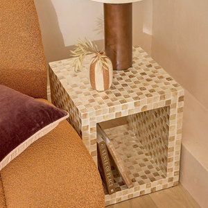 Stylish Element Whether In Your Bedroom Living Room Or A Reading Nook Natural Capiz Check Side <b>Table</b> - Product Image 4
