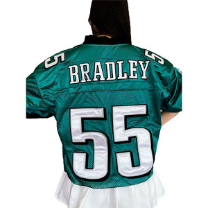 Camiseta Deportiva Verde para Mujer, Estilo Urbano, Malla Transpirable, Bordado de Número Personalizado, para Fútbol Americano, Marca Privada OEM - Product Image 6