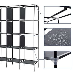 67\" Gray Portable Wardrobe 12-Shelf <b>Clothes</b> <b>Storage</b> Rack with 4 Side Pockets - Product Image 5