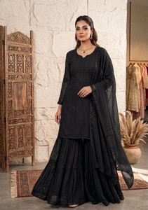 Sequence Embroidery Work Georgette Readymade Top With Sequence Embroidery Work Sharara Bottom And Dupatta Ready To Wear - Product Image 3