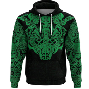 Sweat-shirt à capuche pour homme, bleu, imprimé motif Viking, coupe classique, décontracté, pour l'automne, 100% polyester, tricoté, transfert par sublimation - Product Image 4