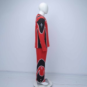 Conjunto Deportivo Premium Rojo para Hombre, Manga Larga, Cuello Redondo, Estampado por Sublimación, Secado Rápido, Poliéster, Pantalones Largos, Ropa de Primavera para Adultos - Product Image 4
