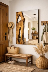 Espejo de Pared de Madera Blanca Envejecida, Espejo de Pared de Madera Vintage para Decoración Shabby Chic, Espejo Colgante al por Mayor - Product Image 2