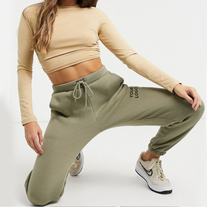 กางเกงวอร์มเอวสูงผ้าขนแกะ35% โพลีเอสเตอร์65% ใส่สบายชุดวอร์มของผู้หญิงกางเกงปักระบายอากาศได้ดี - Product Image 6