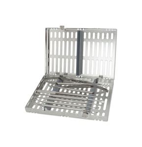 Ensemble d'instruments chirurgicaux dentaires en acier inoxydable, kit d'outils manuels couleur argent, certifié CE, poignée moletée, classe I - Product Image 1