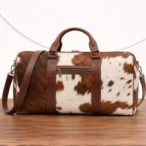 กระเป๋าเดินทางหนังวัวแท้สไตล์วินเทจ ขนาดใหญ่ ใส่ของได้เยอะ พร้อมสายสะพายไหล่ หนังขนสัตว์ สำหรับผู้ชายและผู้หญิง - Product Image 4