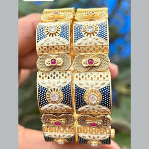 Openable Meenakari Fashion <b>Jewelry</b> <b>Set</b> with <b>Gold</b>-Plated Potstone Openable Bangle <b>Jewelry</b> - Product Image 1