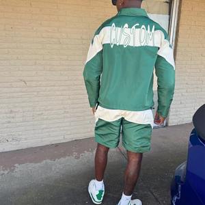 Conjunto Deportivo de Dos Piezas Personalizado con Chaqueta Reflectante con Cierre y Pantalones Cortos de Poliéster y Nailon, Ropa Deportiva, Cortavientos, Conjunto de Pantalones Cortos para Hombre - Product Image 4