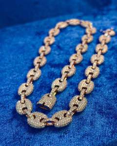 Collier chaîne cercle pavé complet fait main, fournisseur de bijoux urbains de luxe - Product Image 3