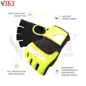 Nuevas vendas internas para manos en amarillo neón y negro, con absorción de impactos y correa de soporte para la muñeca, para entrenamiento, con cierre de velcro. - Product Image 3