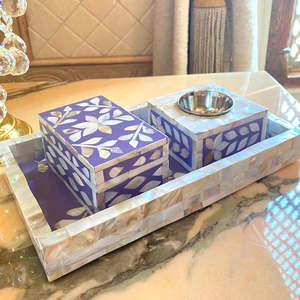 Coffret cadeau de brûleur artistique Bakhoor fabriqué avec incrustation de nacre pour le parfum de luxe du Ramadan à la maison arabe et les cadeaux de fête - Product Image 1