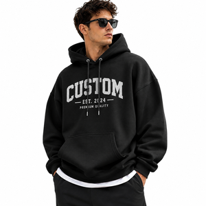 Vente en gros Sweat à capuche oversize épais d'hiver 100% coton molletonné avec logo imprimé OEM épaules tombantes unisexe - Product Image 1