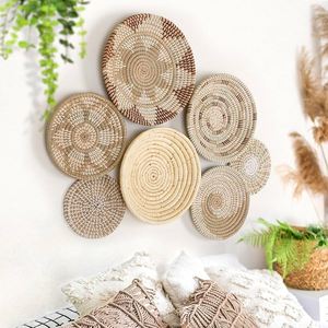 Wholesaler Woven Seagrass <b>Wall</b> Basket Natural Boho Wicker Rattan <b>Wall</b> Decor Plate Hanging Made in Vietnam - Product Image 2