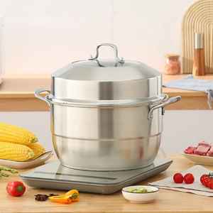 Casserole vapeur en acier inoxydable avec couvercle, multicouche, pour cuisson vapeur des aliments, légumes et fruits de mer, compatible induction et gaz - Product Image 1