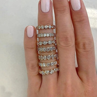 Vana Jewels 157 Bague de mariage unisexe minimaliste en argent sterling plaqué rhodium, sertie de moissanite East, entièrement sertie de moissanites taille clos de 3,50 mm
