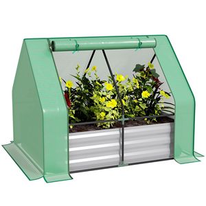 4 'x 3' ha galvanizzato la scatola di fioriera del metallo ha sollevato il letto del giardino con la copertura della serra del PE e avvolgi la porta per i fiori & le verdure - Product Image 1