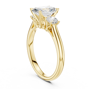 Anillo de Compromiso Art Deco Vinson Project con Exquisita Moissanita Radiante, Tres Piedras, Chapado en Oro Rosa, Anillo de Acero Inoxidable - Product Image 3